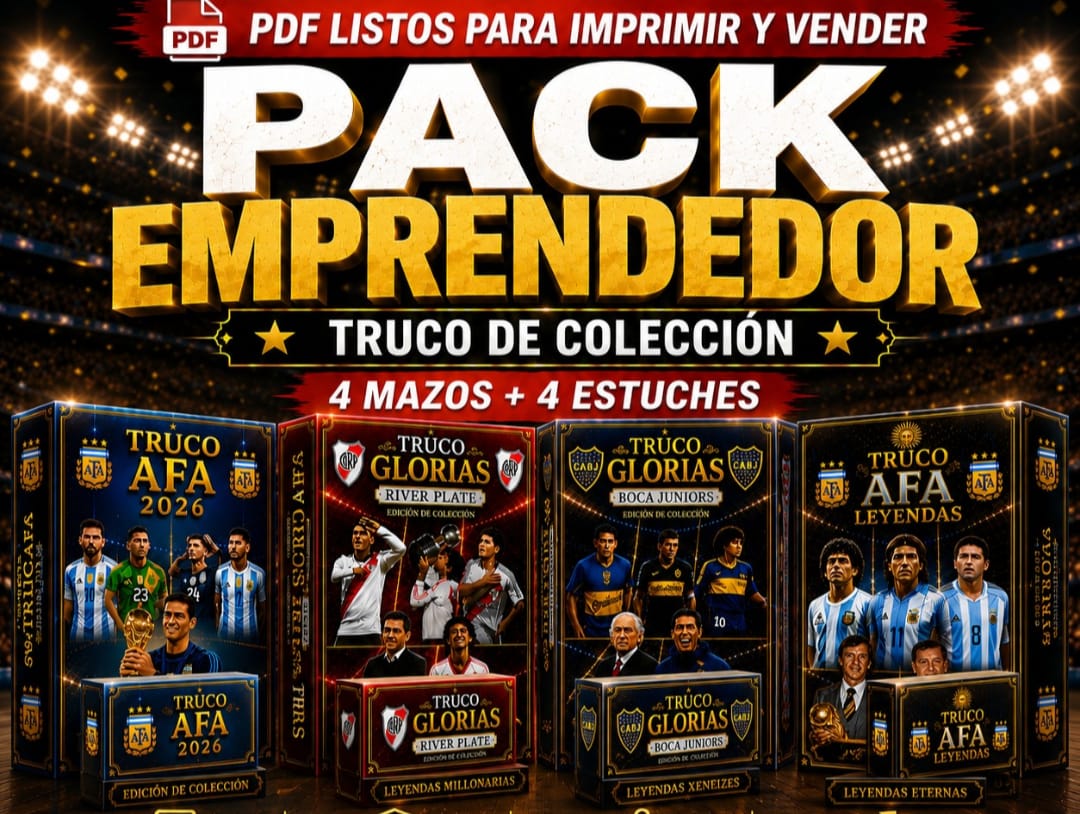PACK EMPRENDEDOR TRUCO ( AFA 2026 + GLORIAS RIVER + GLORIAS BOCA + AFA LEYENDAS ) 4 ESTUCHES INCLUIDOS
